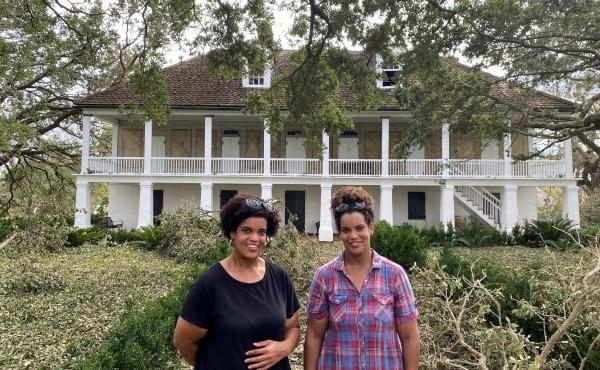 Jo (left), Joy Banner and their parents fled to the Big House on the Whitney Plantation to ride out Hurricane Ida last Sunday. They say their enslaved ancestors helped build the house. Jo (left), Joy Banner and their parents fled to the Big House on the Whitney Plantation to ride out Hurricane Ida last Sunday. They say their enslaved ancestors helped build the house.