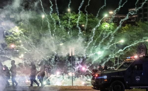 After covering anti-police brutality protests in May, photojournalists Nicole Hester, Matthew Hatcher and Seth Herald (who took this photo) were shot with rubber pellets by Detroit Police Cpl. Daniel Debono in an "unprovoked" attack, according to prosecut After covering anti-police brutality protests in May, photojournalists Nicole Hester, Matthew Hatcher and Seth Herald (who took this photo) were shot with rubber pellets by Detroit Police Cpl. Daniel Debono in an "unprovoked" attack, according to prosecut