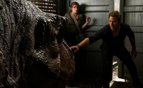 Sleep Dino More: Claire (Bryce Dallas Howard) and Owen (Chris Pratt) try not to wake one of Isla Nublar's grumpiest residents in Jurassic World: Fallen Kingdom. Sleep Dino More: Claire (Bryce Dallas Howard) and Owen (Chris Pratt) try not to wake one of Isla Nublar's grumpiest residents in Jurassic World: Fallen Kingdom.