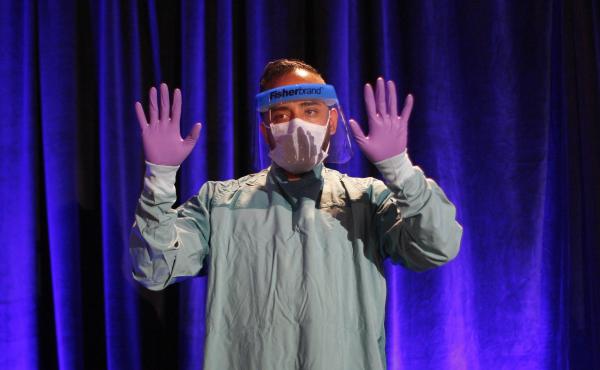 One of the most commonly heard Ebola acronyms is PPE, for personal protective equipment. Above, the proper way to don PPE is demonstrated at a CDC presentation. If you're not sure what CDC stands for, see the list of acronyms below. One of the most commonly heard Ebola acronyms is PPE, for personal protective equipment. Above, the proper way to don PPE is demonstrated at a CDC presentation. If you're not sure what CDC stands for, see the list of acronyms below.
