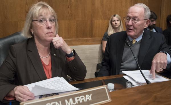Sen. Patty Murray, D-Wash., and Sen. Lamar Alexander, R-Tenn., leaders of the Senate Health, Education, Labor, and Pensions Committee, meet before the start of a hearing on Capitol Hill. Sen. Patty Murray, D-Wash., and Sen. Lamar Alexander, R-Tenn., leaders of the Senate Health, Education, Labor, and Pensions Committee, meet before the start of a hearing on Capitol Hill.