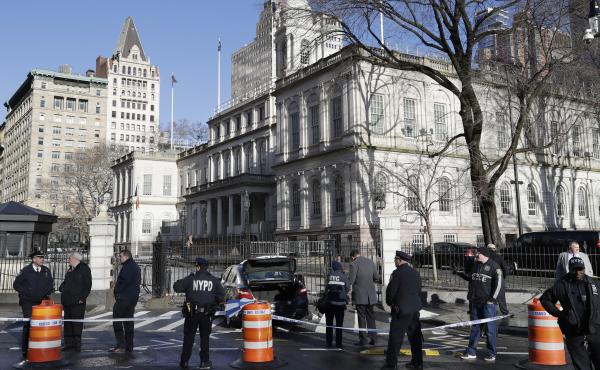 Police investigate a car stopped in front of a security gate this week outside City Hall in New York. Douglas Schifter, a longtime New York City livery driver, took his life in front of City Hall. Police investigate a car stopped in front of a security gate this week outside City Hall in New York. Douglas Schifter, a longtime New York City livery driver, took his life in front of City Hall.