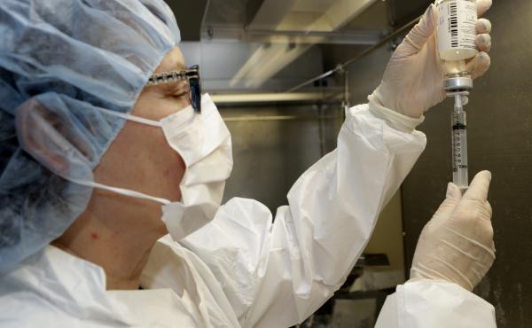 Pharmacy technician Peggy Gillespie fills a syringe with an antibiotic at ProMedica Toledo Hospital in Toledo, Ohio, in January. Pharmacy technician Peggy Gillespie fills a syringe with an antibiotic at ProMedica Toledo Hospital in Toledo, Ohio, in January.