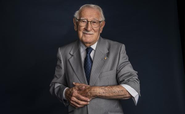 Eddie Jaku pictured just after his 100th birthday, on July 2, 2020. The Holocaust survivor and self-proclaimed "happiest man on Earth" died in Sydney this week. Eddie Jaku pictured just after his 100th birthday, on July 2, 2020. The Holocaust survivor and self-proclaimed "happiest man on Earth" died in Sydney this week.