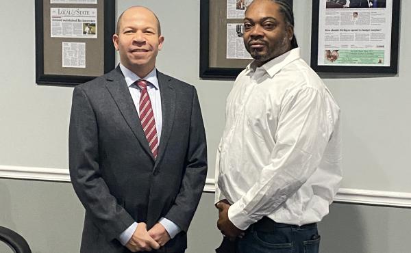 Herbert Alford, right, and his lawyer Jamie White, left, say Hertz "viciously disregarded" multiple court orders to produce a receipt that could have spared the 47-year-old nearly five years in prison. Herbert Alford, right, and his lawyer Jamie White, left, say Hertz "viciously disregarded" multiple court orders to produce a receipt that could have spared the 47-year-old nearly five years in prison.