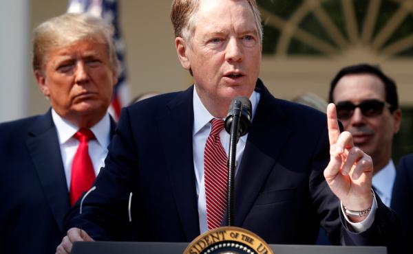 U.S. Trade Representative Robert Lighthizer discusses the United States-Mexico-Canada Agreement as President Trump and Treasury Secretary Steven Mnuchin look on Oct. 1, 2018. Lighthizer is now the chief U.S. negotiator in trade talks with China. U.S. Trade Representative Robert Lighthizer discusses the United States-Mexico-Canada Agreement as President Trump and Treasury Secretary Steven Mnuchin look on Oct. 1, 2018. Lighthizer is now the chief U.S. negotiator in trade talks with China.