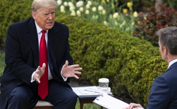 President Donald Trump talks with host Bill Hemmer Tuesday during a Fox News virtual town hall with members of the coronavirus task force at the White House. President Donald Trump talks with host Bill Hemmer Tuesday during a Fox News virtual town hall with members of the coronavirus task force at the White House.