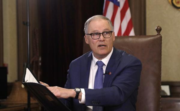 Gov. Jay Inslee squared off with President Trump during a call between the president and governors on the coronavirus coordination efforts. Gov. Jay Inslee squared off with President Trump during a call between the president and governors on the coronavirus coordination efforts.