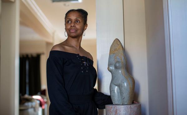 Women's health advocate Tanya Leake, photographed at her home on March 1, 2022. Leake founded numerous initiatives to help raise awareness about uterine fibroids after experiencing them herself. Women's health advocate Tanya Leake, photographed at her home on March 1, 2022. Leake founded numerous initiatives to help raise awareness about uterine fibroids after experiencing them herself.