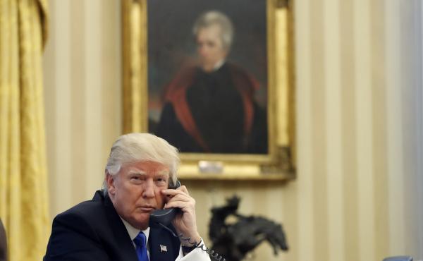 President Donald Trump speaks on the Oval Office telephone in January, as a portrait of former President Andrew Jackson hangs in the background. In an interview published Monday, Trump wondered aloud about whether the Civil War would have happened had Jac President Donald Trump speaks on the Oval Office telephone in January, as a portrait of former President Andrew Jackson hangs in the background. In an interview published Monday, Trump wondered aloud about whether the Civil War would have happened had Jac