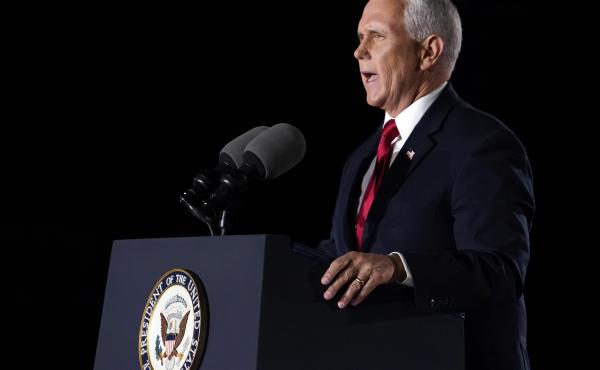 Vice President Pence speaks on the third day of the Republican National Convention at Fort McHenry National Monument and Historic Shrine in Baltimore. Vice President Pence speaks on the third day of the Republican National Convention at Fort McHenry National Monument and Historic Shrine in Baltimore.
