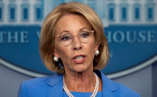 Secretary of Education Betsy Devos, seen on March 27, has released new rules for sexual assault complaints on college campuses. Secretary of Education Betsy Devos, seen on March 27, has released new rules for sexual assault complaints on college campuses.