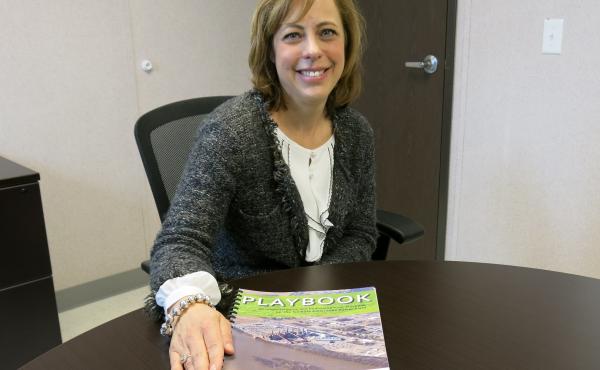 Denise Brinley is executive director at the Pennsylvania Governor's Office of Energy. The state produces "playbooks" to highlight ways old coal power plant sites could be redeveloped. Denise Brinley is executive director at the Pennsylvania Governor's Office of Energy. The state produces "playbooks" to highlight ways old coal power plant sites could be redeveloped.