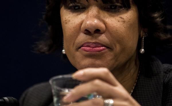 Mayor Karen Weaver takes a sip of water at the House Democratic Steering & Policy Committee hearing titled, "The Flint Water Crisis: Lessons for Protecting America's Children." Mayor Karen Weaver takes a sip of water at the House Democratic Steering & Policy Committee hearing titled, "The Flint Water Crisis: Lessons for Protecting America's Children."