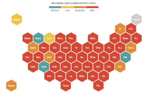 Map of flu activity Map of flu activity
