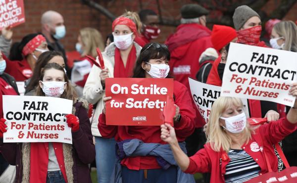 Nurses at Albany Medical Center picketed on Dec.1, asking for more personal protective equipment. They say they're having to reuse N95 masks up to 20 times. Nurses at Albany Medical Center picketed on Dec.1, asking for more personal protective equipment. They say they're having to reuse N95 masks up to 20 times.
