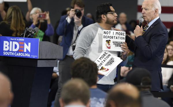 While campaigning in November 2019, Joe Biden talked with a protester about his stance on deportations at a town hall at Lander University in Greenwood, S.C. The Biden administration says it will rein in Immigration and Customs Enforcement, starting with While campaigning in November 2019, Joe Biden talked with a protester about his stance on deportations at a town hall at Lander University in Greenwood, S.C. The Biden administration says it will rein in Immigration and Customs Enforcement, starting with
