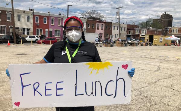 Rosalind Pichardo advertises a daily food giveaway service in the heart of Philadelphia's Kensington neighborhood, where more people die of opioid overdoses than any other area in the city. Rosalind Pichardo advertises a daily food giveaway service in the heart of Philadelphia's Kensington neighborhood, where more people die of opioid overdoses than any other area in the city.