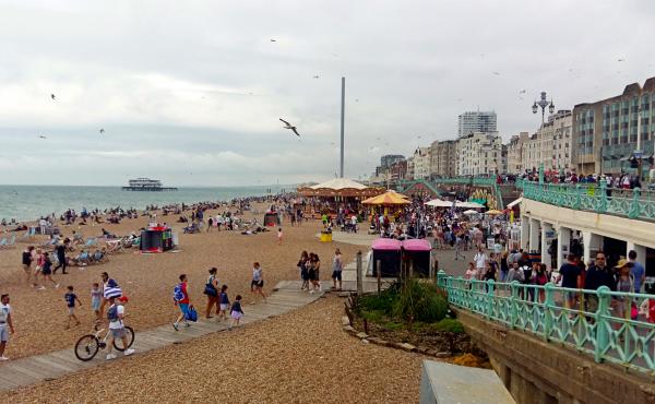 Despite cloudy weather, beaches are packed in Brighton, England. With airfares rising and the British pound down after the Brexit vote, some Britons are vacationing closer to home. Despite cloudy weather, beaches are packed in Brighton, England. With airfares rising and the British pound down after the Brexit vote, some Britons are vacationing closer to home.