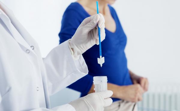 Vaginal smear test at the gynecologist's office. Vaginal smear test at the gynecologist's office.