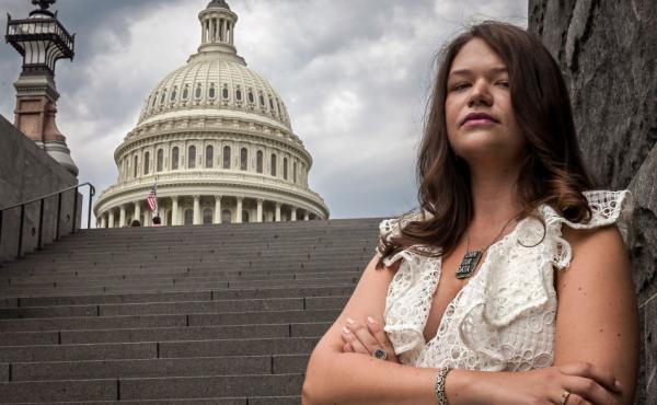 Brittany Kaiser, former employee of Cambridge Analytica, stands near the Capitol building in Washington, D.C. on July 31. Brittany Kaiser, former employee of Cambridge Analytica, stands near the Capitol building in Washington, D.C. on July 31.
