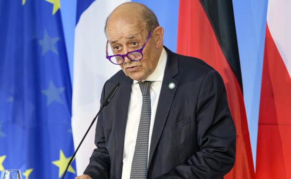 French Foreign Minister Jean-Yves Le Drian is seen on Sept. 10. France said Friday it was recalling its ambassadors to the U.S. and Australia after Australia scrapped a big French conventional submarine purchase in favor of nuclear subs built with U.S. te French Foreign Minister Jean-Yves Le Drian is seen on Sept. 10. France said Friday it was recalling its ambassadors to the U.S. and Australia after Australia scrapped a big French conventional submarine purchase in favor of nuclear subs built with U.S. te