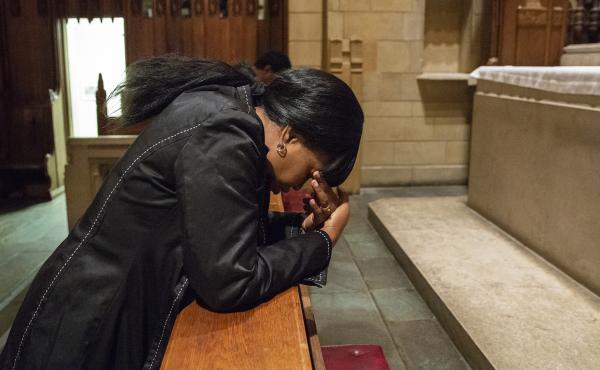 Oneita Thompson prays in the sanctuary of the First United Methodist Church of Germantown. She and her husband, Clive, are from Jamaica and were living in South Jersey since 2004 before receiving deportation orders and seeking sanctuary at the church. Oneita Thompson prays in the sanctuary of the First United Methodist Church of Germantown. She and her husband, Clive, are from Jamaica and were living in South Jersey since 2004 before receiving deportation orders and seeking sanctuary at the church.