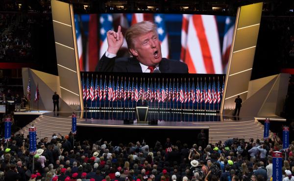Donald Trump delivers the keynote address during the 2016 Republican National Convention. Despite the coronavirus, Republicans say they are moving ahead with plans for their 2020 convention. Donald Trump delivers the keynote address during the 2016 Republican National Convention. Despite the coronavirus, Republicans say they are moving ahead with plans for their 2020 convention.