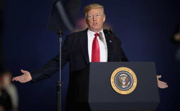 President Trump speaks to supporters during a campaign rally on April 28, 2018, in Washington Township, Mich. President Trump speaks to supporters during a campaign rally on April 28, 2018, in Washington Township, Mich.
