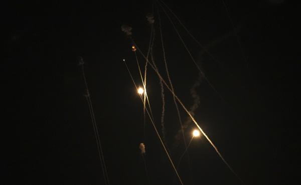 Israel's Iron Dome air defense system launches missiles to intercept rockets fired from the Gaza Strip toward Israel, over Gaza City, early Thursday, April 21, 2022. Israel's Iron Dome air defense system launches missiles to intercept rockets fired from the Gaza Strip toward Israel, over Gaza City, early Thursday, April 21, 2022.