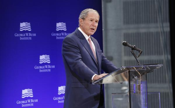 Former President George W. Bush speaks at a forum in New York, where he criticized the kind of politics that gave rise to Trump. Former President George W. Bush speaks at a forum in New York, where he criticized the kind of politics that gave rise to Trump.