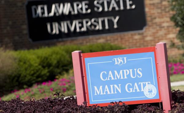 Delaware State University says it has filed a complaint to the U.S. Department of Justice Wednesday to investigate the women's lacrosse team bus stop and search. Here, the main gate of the Delaware State University campus in Dover in September 2007. Delaware State University says it has filed a complaint to the U.S. Department of Justice Wednesday to investigate the women's lacrosse team bus stop and search. Here, the main gate of the Delaware State University campus in Dover in September 2007.