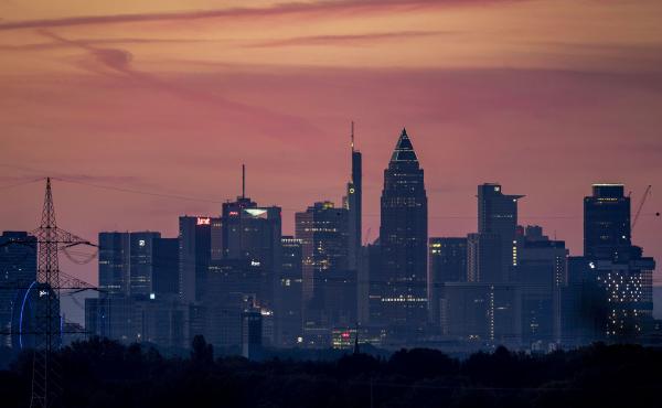 A view of the banking district in Frankfurt, Germany, on Thursday. Government statistics show the German economy contracted by 10.1% in the second quarter of this year. A view of the banking district in Frankfurt, Germany, on Thursday. Government statistics show the German economy contracted by 10.1% in the second quarter of this year.