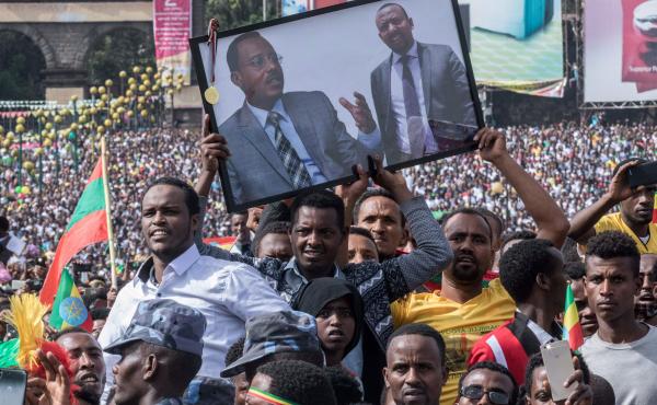 Thousands of Ethiopian Prime Minister Abiy Ahmed's supporters gathered to watch him speak at a rally Saturday in Addis Ababa. But a blast interrupted the event, leaving at least one person dead and dozens more with injuries. Thousands of Ethiopian Prime Minister Abiy Ahmed's supporters gathered to watch him speak at a rally Saturday in Addis Ababa. But a blast interrupted the event, leaving at least one person dead and dozens more with injuries.
