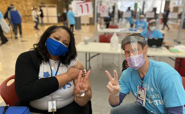 Amelia Hunt (left), principal of Stevens Early Learning Center in Washington, D.C., and Dr. Craig DeWolfe, a hospitalist at Children's National. Amelia Hunt (left), principal of Stevens Early Learning Center in Washington, D.C., and Dr. Craig DeWolfe, a hospitalist at Children's National.
