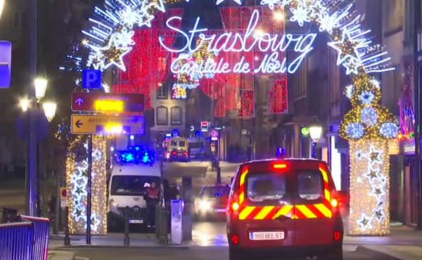 French emergency services arrive at a Christmas market in Strasbourg, France, after a gunman killed at least three people and wounded nearly a dozen more. French emergency services arrive at a Christmas market in Strasbourg, France, after a gunman killed at least three people and wounded nearly a dozen more.