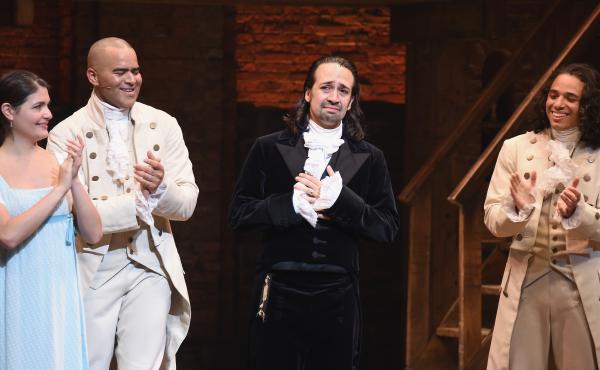 Phillipa Soo (from left), Christopher Jackson, Lin-Manuel Miranda and Anthony Ramos attend Miranda's final performance of Hamilton on Broadway, on July 9, 2016. Phillipa Soo (from left), Christopher Jackson, Lin-Manuel Miranda and Anthony Ramos attend Miranda's final performance of Hamilton on Broadway, on July 9, 2016.