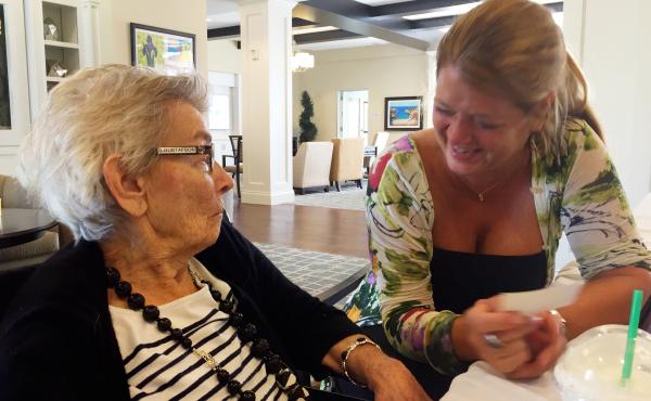 Nancy Gustafson (right), an opera singer, used singing to reconnect with her mother, Susan Gustafson, who had dementia and was barely talking. She says her mom started joking and laughing with her again after they sang together. Nancy Gustafson (right), an opera singer, used singing to reconnect with her mother, Susan Gustafson, who had dementia and was barely talking. She says her mom started joking and laughing with her again after they sang together.