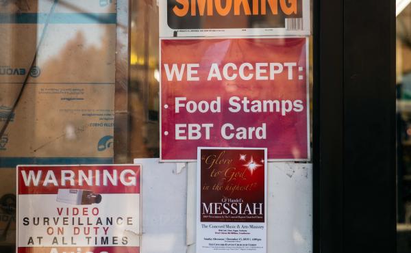 A sign alerts customers about SNAP food stamp benefits at a grocery store in New York City in December 2019. Benefits from the Supplemental Nutrition Assistance Program are getting a historic boost nearly two years later under the Biden administration. A sign alerts customers about SNAP food stamp benefits at a grocery store in New York City in December 2019. Benefits from the Supplemental Nutrition Assistance Program are getting a historic boost nearly two years later under the Biden administration.