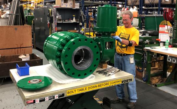 A worker assembles an industrial valve at Emerson Electric Co.'s factory in Marshalltown, Iowa. The manufacturing sector has seen a slowdown amid the ongoing trade war. A worker assembles an industrial valve at Emerson Electric Co.'s factory in Marshalltown, Iowa. The manufacturing sector has seen a slowdown amid the ongoing trade war.