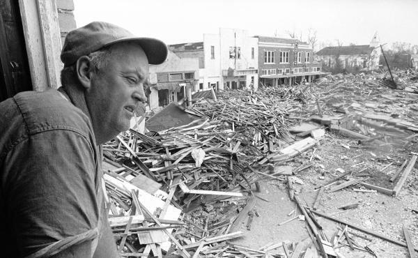 Parnell McKay, the civil defense director of Pass Christian, Miss., looks over the town's main business district on Aug. 23, 1969 after Hurricane Camille passed through. Parnell McKay, the civil defense director of Pass Christian, Miss., looks over the town's main business district on Aug. 23, 1969 after Hurricane Camille passed through.