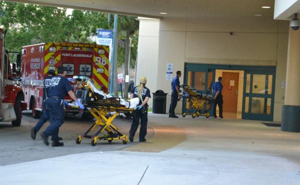 First responders transfer patients from ambulances to Broward Health Medical Center in Ft. Lauderdale on the afternoon of Feb. 14. The hospital was on lockdown after receiving victims of the shooting at Marjory Stoneman Douglas High School. First responders transfer patients from ambulances to Broward Health Medical Center in Ft. Lauderdale on the afternoon of Feb. 14. The hospital was on lockdown after receiving victims of the shooting at Marjory Stoneman Douglas High School.