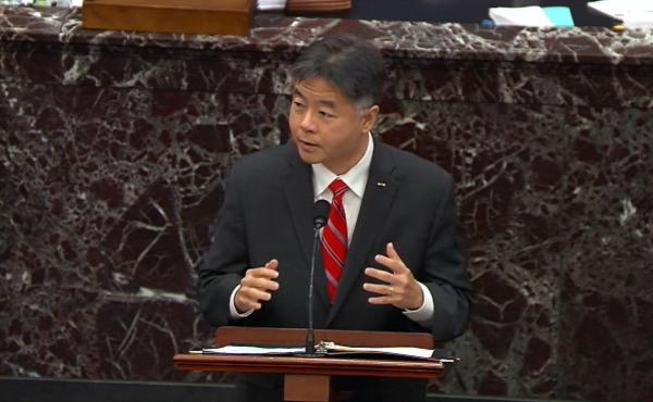 Rep. Ted Lieu, D-Calif., speaks on the third day of former President Donald Trump's second impeachment trial. House impeachment managers argue that Trump both incited the Jan. 6. insurrection and showed no remorse after the attack. Rep. Ted Lieu, D-Calif., speaks on the third day of former President Donald Trump's second impeachment trial. House impeachment managers argue that Trump both incited the Jan. 6. insurrection and showed no remorse after the attack.