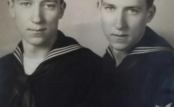 An undated photo, provided by family member Susan Lawrence, shows twin brothers Julius (left) and Ludwig Pieper in their U.S. Navy uniforms. An undated photo, provided by family member Susan Lawrence, shows twin brothers Julius (left) and Ludwig Pieper in their U.S. Navy uniforms.