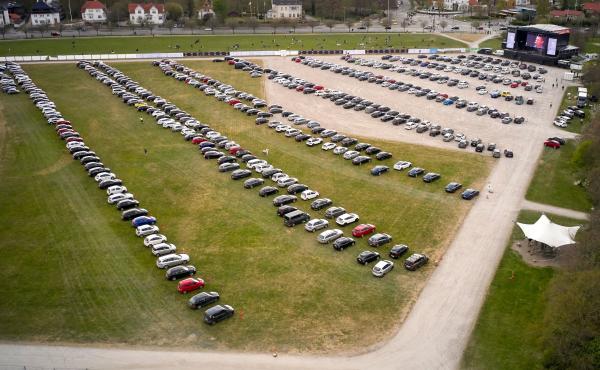 A drive-in concert, held on April 24, in Aarhus, Denmark. A drive-in concert, held on April 24, in Aarhus, Denmark.