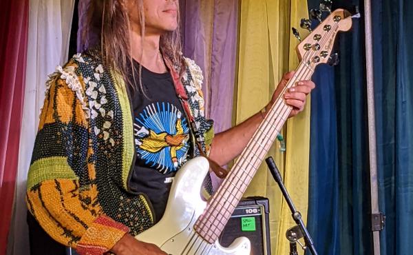 Bass player Vitaly Prismototrov at the JetLAG Festival. This was not Prismotrov's first visit to the U.S. In 2008 he performed with Dolly Parton's band in Tennessee. Bass player Vitaly Prismototrov at the JetLAG Festival. This was not Prismotrov's first visit to the U.S. In 2008 he performed with Dolly Parton's band in Tennessee.
