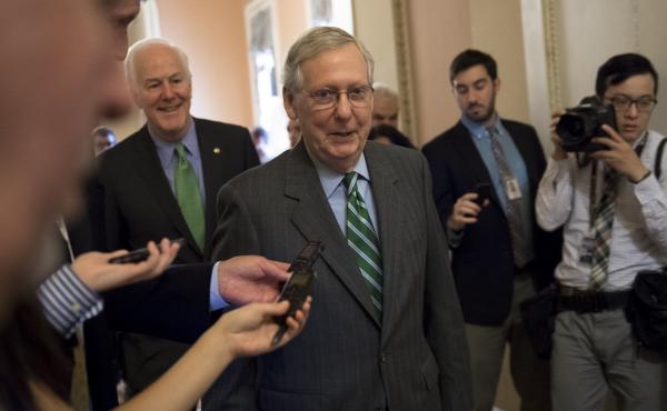 Senate Majority Leader Mitch McConnell has been answering questions about the Senate health care bill ever since it was released. Senate Majority Leader Mitch McConnell has been answering questions about the Senate health care bill ever since it was released.