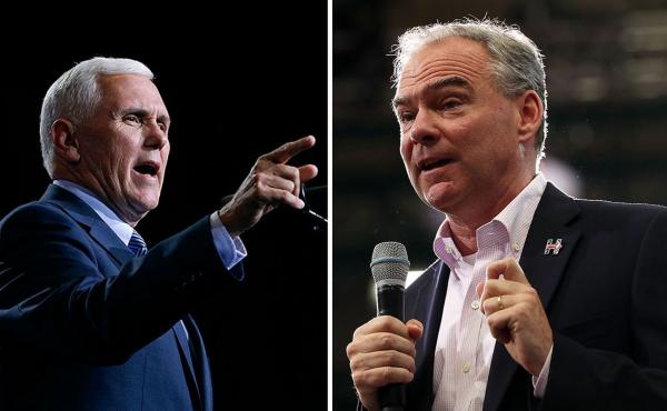L: Republican vice presidential nominee Mike Pence speaks at a campaign rally Aug. 31 in Phoenix. R: Democratic vice presidential nominee Tim Kaine speaks at a campaign event Aug. 1 in Richmond, Va. L: Republican vice presidential nominee Mike Pence speaks at a campaign rally Aug. 31 in Phoenix. R: Democratic vice presidential nominee Tim Kaine speaks at a campaign event Aug. 1 in Richmond, Va.