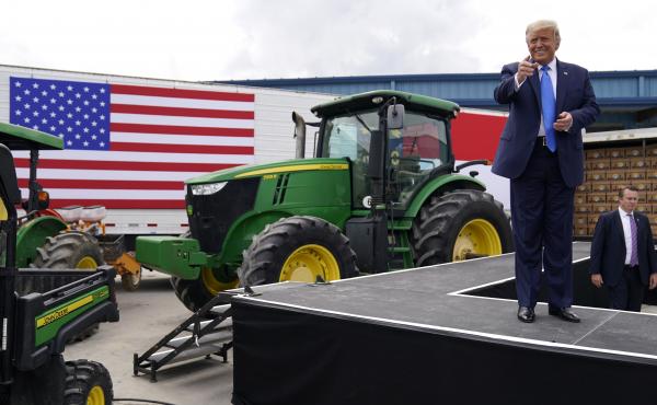 President Trump delivers remarks last week on the Farmers to Families Food Box program at Flavor 1st Growers and Packers in Mills River, N.C. President Trump delivers remarks last week on the Farmers to Families Food Box program at Flavor 1st Growers and Packers in Mills River, N.C.