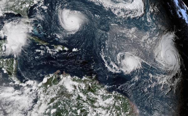 Three hurricanes form in the Atlantic in September 2018. Forecasters predict three to six major hurricanes during the 2020 season, which is above average. Three hurricanes form in the Atlantic in September 2018. Forecasters predict three to six major hurricanes during the 2020 season, which is above average.
